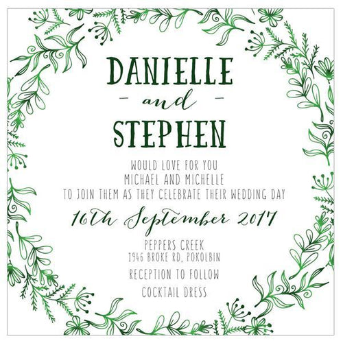 Wreath Wedding invitation design