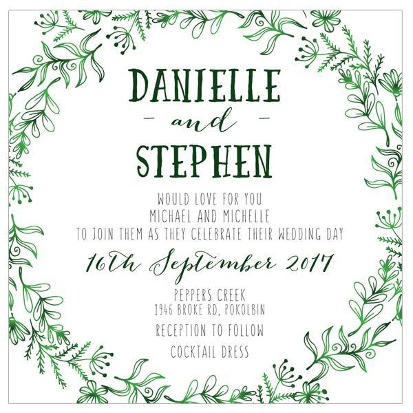Wreath Wedding invitation design