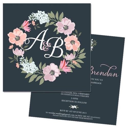 Floral wedding invitation design featuring beautiful flowers.