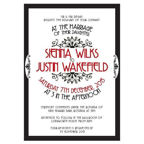 Gatsby inspired wedding invitation