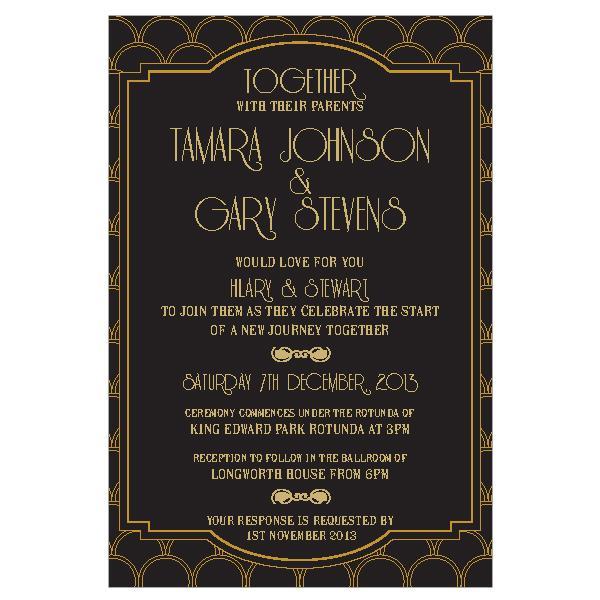 Gatsby inspired wedding invitation