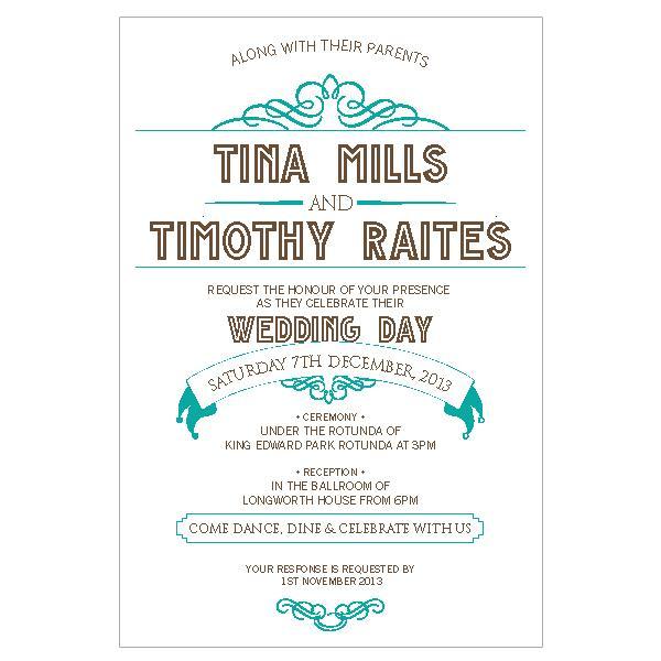 Gatsby inspired wedding invitation