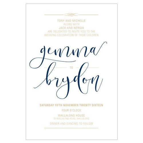 navy and ivory wedding invitation