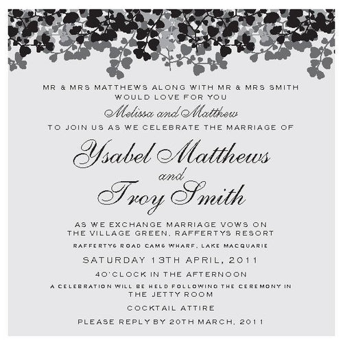 Flower heart vine weddinginvitation design.