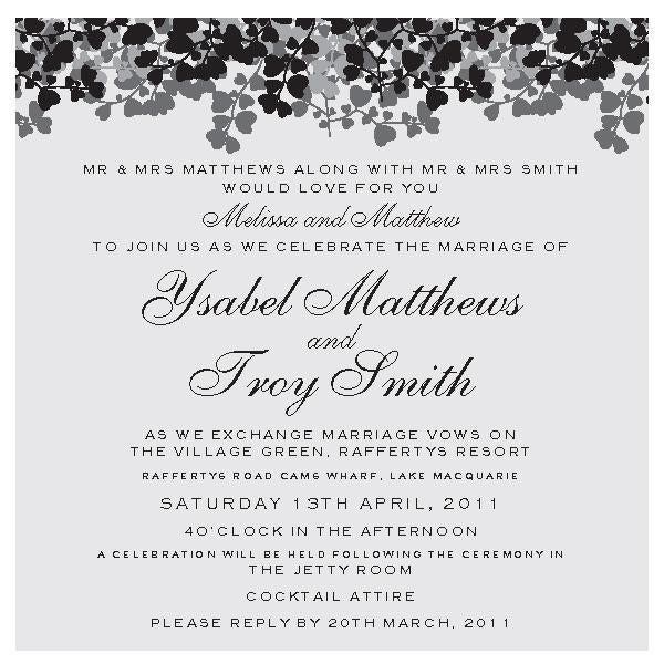 Flower heart vine weddinginvitation design.